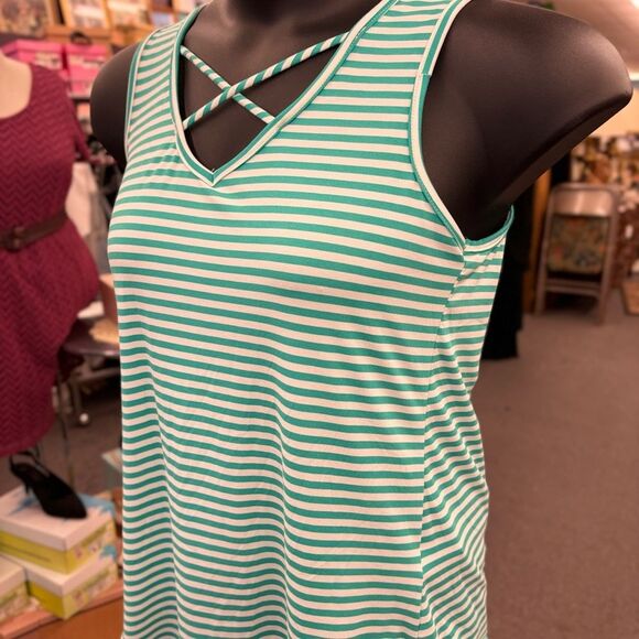 BomBom Ladies SM Green and White Tanktop - Picture 2 of 5